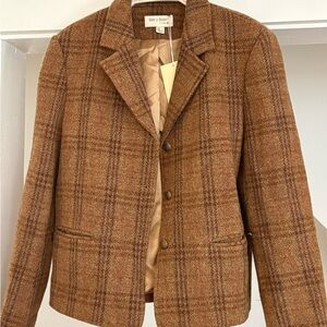 See U Soon Women’s Brown Plaid Wool Blend Blazer